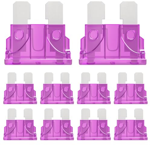 ALLECIN 50 Pièces 3A Moyenne Fusible Voiture 3Amp Standard Fusibles Voiture pour Auto Moto Automobile Camion 3Ampère Car Fuse