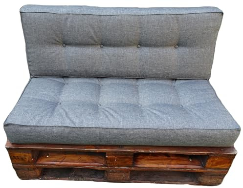 Jacek Palettenkissen Set, Rückenlehne und Sitzkissen, 120 x 60 cm, Anthrazite (Set 2: Sitzpolster und Rückenpolster)