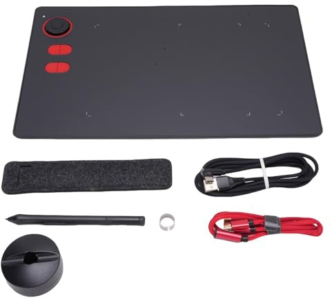 Dpofirs Graphics Drawing Tablet, 8192 Levels Pressure Pen, 10x6 Inch Drawing Pad, Digital Art Writing Pad Includes Pen Holder Dual Cables, Plug and Play for Mac Android