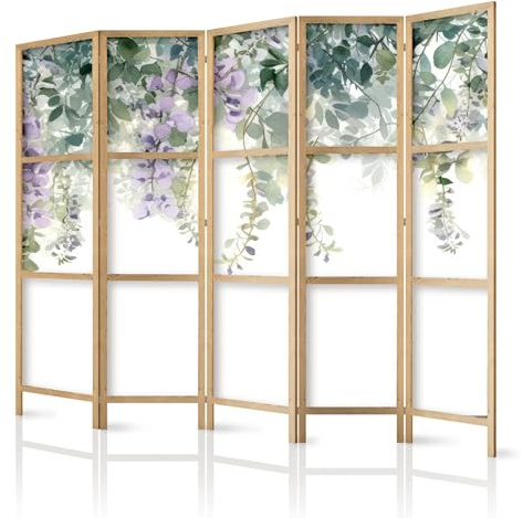 framed concept - Paravent rumsavdelare av trä, 225 x 172 cm, 5 delar, ensidig i orientalisk stil