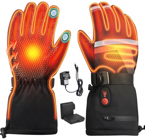 Netraty Heated Gloves Rechargeable 7.4V 6400mAh Heated Gloves for Men Women with 3 Speed Heat, Winter Touchscreen Waterproof for Outdoor Sports, Motorbike, Cycling, Ski, Hiking, L