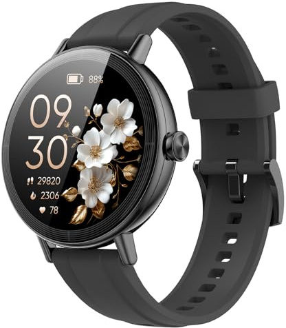 Smart Watch for Women Answer/Make Call, 1.27'' Screen Fitness Watch with Heart Rate/Sleep/Stress Monitor, New Smartwatch with 110+ Sport Modes, IP68 Waterproof Activity Tracker for Android iOS, Black