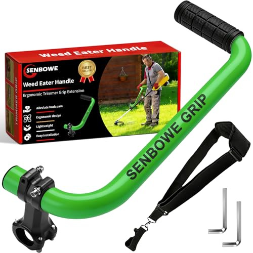 𝐔𝐩𝐠𝐫𝐚𝐝𝐞𝐝 Weed Eater Handle, Ergonomic String Trimmer Grip Extension Back Saver,with Adjustable Shoulder Strap, -Universal Weedeater Handle for Lawn Care, Landscaping, Grass,Trimming (Green)