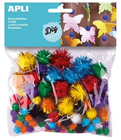 APLI 13062 - Sachet de 78 Pompons aux couleurs brillantes pour loisirs créatifs