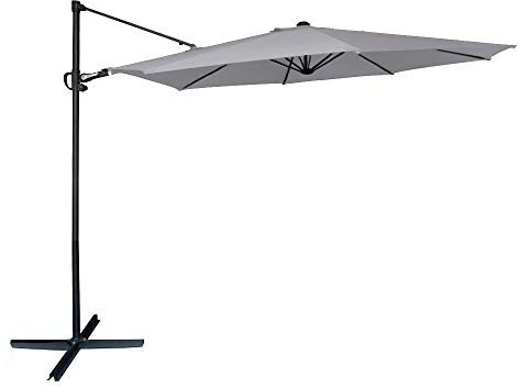 Aktive 53894 - Parasol excéntrico terraza 300 cm diámetro, parasol anti viento techo doble, con manivela para jardín, terraza, patio, resistente estructura aluminio