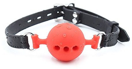 Hanyi Atmungsaktiv Silikon Ball Mund SM Mundknebel Einstellbar Fetisch BDSM Knebel Ball Gag Sexspielzeug (Φ 4.5 cm) (Rot)