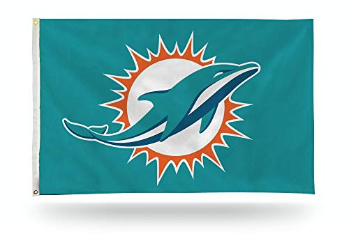 Rico Industries NFL Miami Dolphins 3-Foot by 5-Foot Single Sided Banner Flag with Grommets
