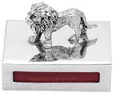 Brillibrum Design - Caja de Madera de estaño con Figura Decorativa (Caja de Metal con cerillas), león, Ohne Gravur
