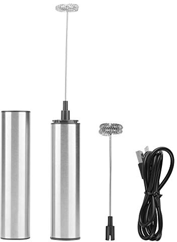 Mousseur à lait électrique, Fouet émulsionneur à Lait USB, mélangeur à café rechargeable avec couvercle et tête de fouet à 2 ressorts pour la cuisine