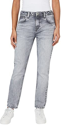Pepe Jeans London Jeans Violet donna Relaxed Tapered, vita alta in denim stretch, lavaggio Medium Dark Blue Wiser