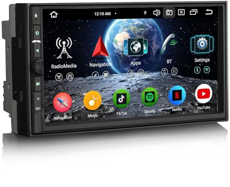 Erisin Android 14 8-Kern 4GB RAM+64GB ROM Doppel Din Autoradio Bluetooth GPS Navigation für Nissan 7 Zoll Touchscreen Unterstützt Wireless CarPlay Android Auto DAB+ WiFi 4G DSP USB SWC DVB-T2 OBD2