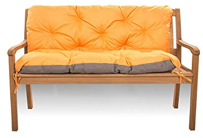 Cojín de asiento para columpio de Hollywood, banco con respaldo, cojín para columpio de jardín, cojín de banco para exteriores (120 x 60 x 50 cm), color naranja