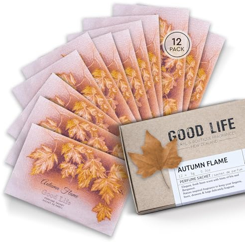 Good Life sachets parfumés a la Flamme d'automne | Conçus en Nouvelle-Zélande | 12 Sachets