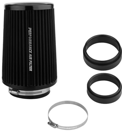 Twilight Garage Cold Air Intake Filter 3 Different Size 76MM 89MM 102MM High Flow Round Tapered Cone Closed-Top Cool Air Filter Compatible with car and Motorcycle - Black