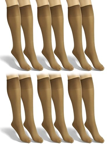 sesto senso 6 par knästrumpor för dam 40 den mellanstrumpor, 6 par - beige, One size