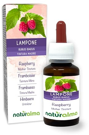 Hallon (Rubus idaeus) blad Alkoholfri modertinktur Naturalma - Flytande extrakt i droppar 60 ml - Kosttillskott - Vegan