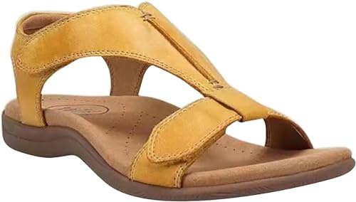 CHJJWEZX Sandalias cómodas para Mujer - Zapatos ortopédicos de Verano Sandalias con Punta Abierta Zapatos de Senderismo al Aire Libre Ajustables para Mujer Sandalias de Agua,38,Yellow