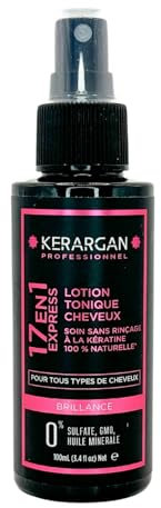 Kerargan - Lozione Tonica alla Cheratina per Capelli Brillanti e Rinforzati - Idratante, Districante, Termoprotettore - Anti-Crespo e Volume - Senza Solfati, OGM né Oli Minerali - 100ml