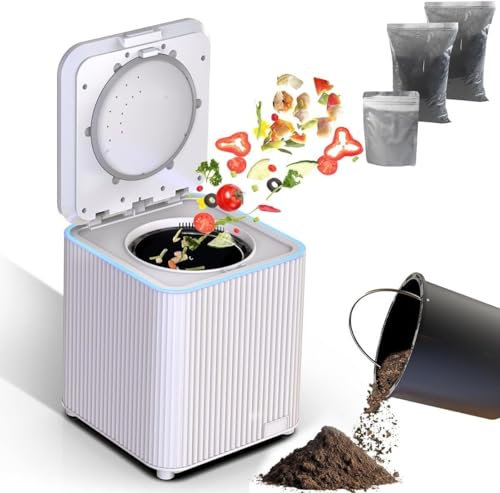 Composter,Compost Bin,3.5L Auto Countertop Kitchen Compost Bin Including Replaceable Carbon Filter for Odorless,Turn Waste into Dry Fertilizer