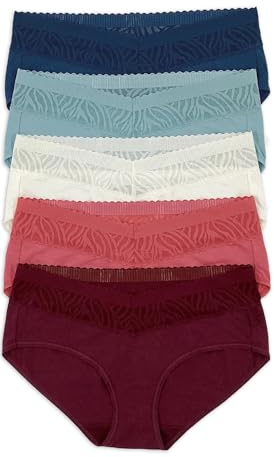 Felina Womens 5 Pack Stay In Place Mid-Rise Lace Hipster (US, Alpha, Small, Regular, Regular, Blueberry Wine)