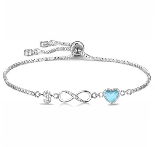 Kraven Bracelet Femme Argent 925 Infini Initiales, Bracelet d'amour Femme Réglable Lettres A-Z, Bijoux Femme Cadeaux Noël Femme Anniversaire Fête des Mères Cadeau Maman (S)