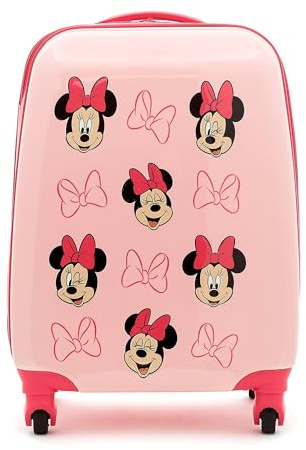 Disney Store Official Minnie Mouse Suitcase, 29x22x47cm, Pink Luggage for Kids, with Telescopic Handle, Multi-Directional Wheels & Interior Pocket