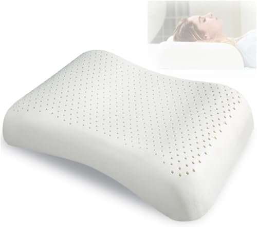Cuscino in lattice naturale tailandese al 100%, cuscino da letto e posizionatore, cuscino di bellezza per donne, bordi più solidi e mediano più morbido, comfort traspirante, con fodera in cotone