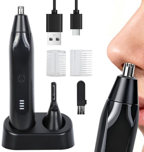 Cozary Taglia Peli Naso e Orecchie, Taglia Peli Naso, 2in1, USB Ricaricabile, Autonomia 80 min, Tagliacapelli Indolore per Trimmer e orecchie e Sopracciglia e Viso, Adatto a Uomini E donne
