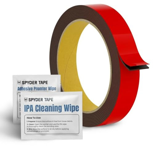 Spyder Tape 5952 Nastro Biadesivo Montaggio 19mm x 3m – Adesivo in Schiuma Heavy Duty, Impermeabile, Per Metallo, Vetro, Plastica, Auto, LED, Resistente Calore