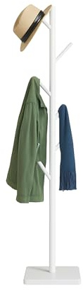 Relaxdays Appendiabiti a Forma di Albero, 8 Ganci Appendi Abiti, Attaccapanni HLP: 177x30x30 cm, in Legno e MDF, Bianco