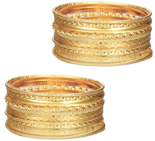 aieieii 20 PCS Gold Bangles for Womens Set, Gold Bangle for Women, Indian Bangles for Womens, Gold Bracelet Stack Women Bangles for Girls Ladies Jewelry Accessories Birthday Party Daily Wearing