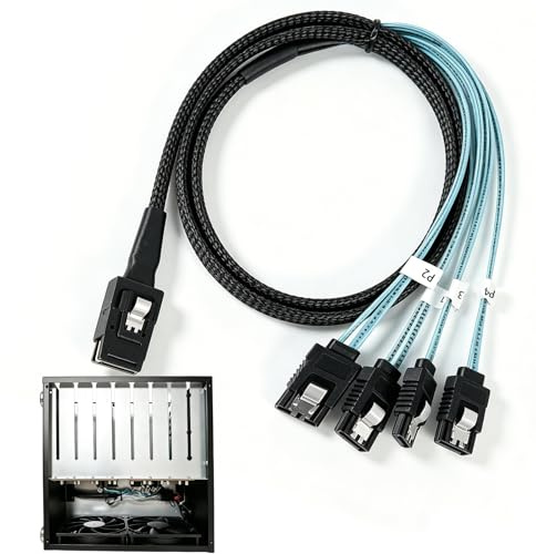 JIXLOUR 6 cavi SATA da 6 Gbps ad alta velocità, cavi dati SAS per server, lunghezza 1 m, ideale per server aziendali, sistemi di storage e desktop