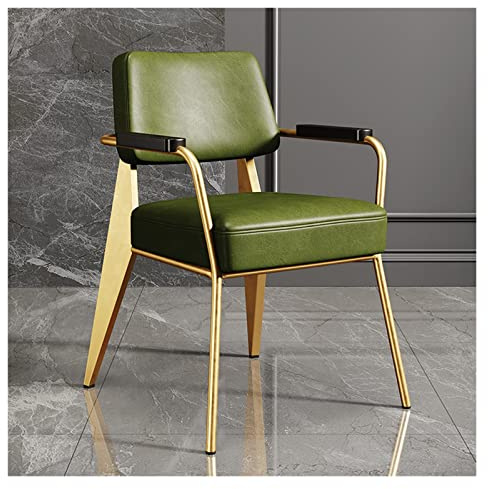 Mitten av århundradet vintage läder accent stol bord klubbstol för smals slish grön kontor soffa stol för vardagsrum
