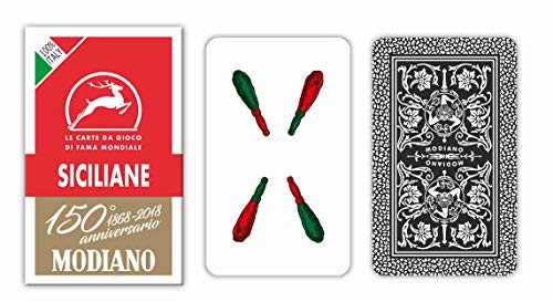 Modiano Rote Siciliane Spielkarten zum 150. Jahrestag
