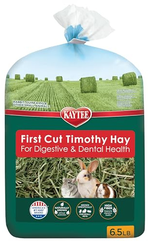 Kaytee First Cut Timothy Hay, High Fiber, Grown Specifically for Small Animals, Rabbits, Guinea Pigs, Chinchillas, 6.5 Pounds