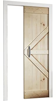Mirjan24 Sistema di porte scorrevoli Old, set completo per porte scorrevoli, montaggio a parete, divisori in legno massello, porte interne, porta scorrevole pratica (pino massiccio, modello 100)