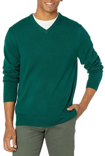 Amazon Essentials Jersey con Cuello en V (Disponible en Tallas Grandes y Altas) Hombre, Verde Oscuro, XXL Grande Alto