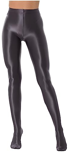 HULIJA Damen Nylon Strumpfhosen Glänzend Leggings Ouvert Strümpfe mit Fußteil Lange Hose Tanzstrumpfhose Pantyhose Tights Reizwäsche A Burgund L