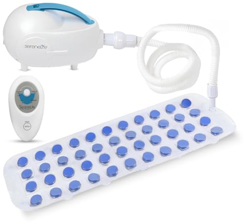 SereneLife Bubble Bath Mat, Bathtub Mat with Air Massage and Remote Control, Waterproof, Non-Slip, Adjustable Bubble Intensity, Aroma Diffuser, 47x14.2 Inch Full Body Spa Massager