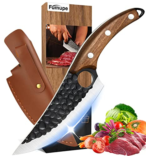 Fumupe Couteau de Chef, Couteaux de Cuisine Avec étui de Protection en Cuir, Couteau Japonais, Multipurpose Couteaux Japonais, Couteau Damas Boucher, Gril de Cuisine