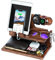 Geschenke Weihnachten für Männer, Schreibtisch Organizer Holz Valentinsgeschenke, Valentinstag Beste Geschenk für Mann ihn, Freund, Partner Ehemann Papa, Phone Dockingstation, Handy Halterung, Brown