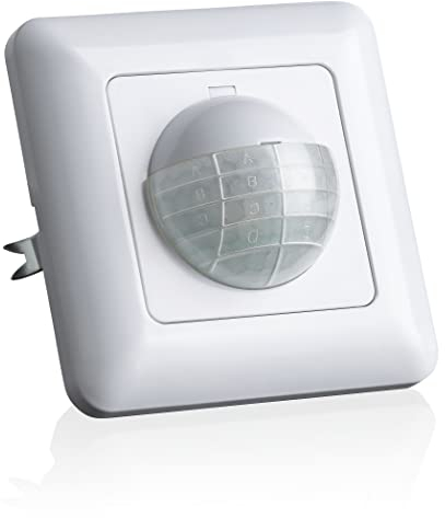 SEBSON Bewegungsmelder Innen Unterputz - 2er Set - LED geeignet, Wand Montage, IR Bewegungssensor programmierbar - Einbau 60x49x32mm - Reichweite Sensor 10m/ 190°, 3-Draht