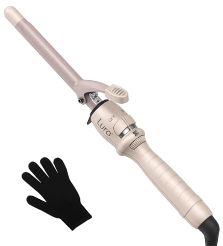 LURA 16mm Hair Curling Iron Curling Iron Ceramic Curling Wand Dual Voltage Curler Fast Heat up Curling Tool for Short Long Hair, Glove Included