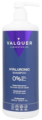 VALQUER Shampoing Zero à l'acide hyaluronique | Hydrate et répare les cheveux secs et abîmés | Revitalise et protège grâce à la kératine et à l'aloe vera | Pour tous types de cheveux | 1 L
