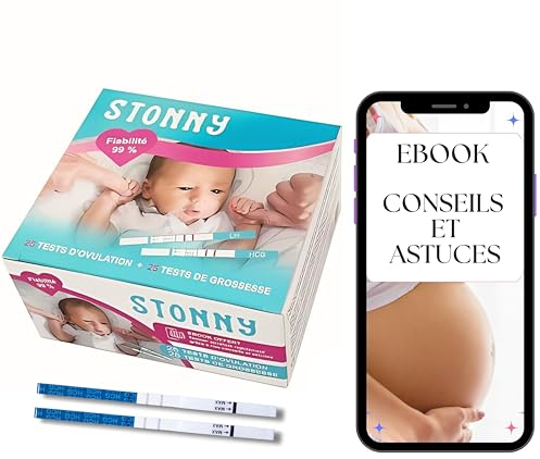 Lot de 25 Test de Grossesse et 25 Test Ovulation | Test de Grossesse Précoce 25 mIU/ml | Bandelette Urinaire | Résultats Précis | Détection Precoce de la Grossesse | Ebook OFFERT pour Tomber Enceinte