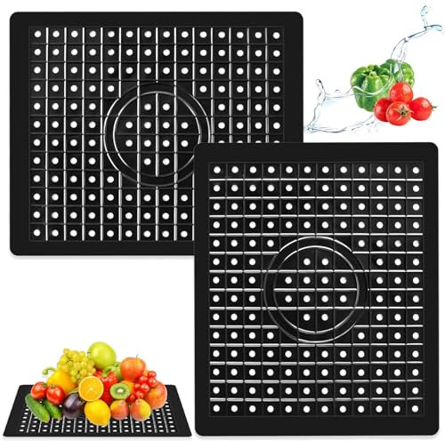 Huamirra Spülbeckeneinlage,2 Stück Abtropfmatte, 31 x 26cm Sink Mat Spülmatte, Gummi Spülbeckeneinlage,Schwarz Abtropfmatte,für Küche und Bad