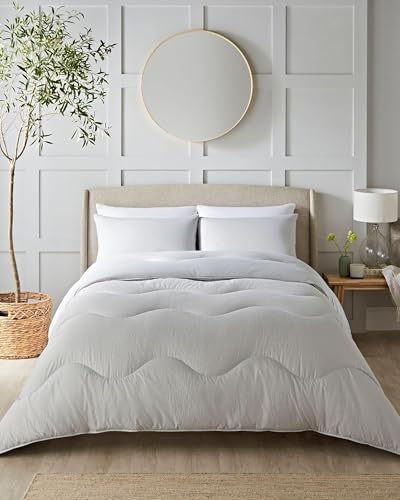 Night Lark Coverless Duvet and Pillowcase Set, Seersucker Collection – Coverless Duvet Single 10.5 Tog with Advanced Smartfil® Fibre, Machine Washable, Hypoallergenic – Nordic Mist, Single Bed Size