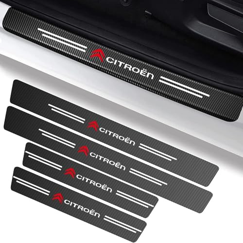 DZYYDS Coche Estribos Pegatinas para Citroen Jumpy XL,Fibra Carbono Película Protectora Umbral Puerta Bienvenidos Pedal Protección con Logo Emblema Decoración Accesorios Coche