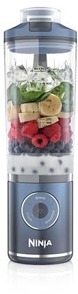 Ninja Blast Max Portable Blender, 570ml, Rechargeable Battery, Blending Cup & Leak-proof Lid, 3x Blend Functions, Makes Smoothies, Protein Shakes, Blends Ice & Frozen Fruit, Navy BC251EUNV