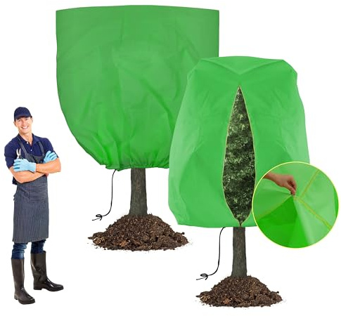 2-pack stora växtskydd, vinterskydd, 240 x 200 cm, frostskydd för växter utomhus med dragsko, ventilerande växtfilt vinter, återanvändbara övervintringstält